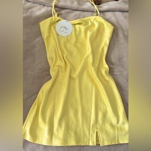 Princess Polly yellow satin mini dress. Size US 6